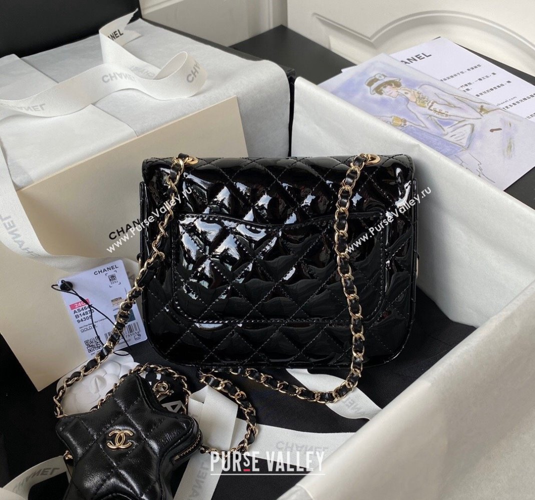 Chanel Mirror Calfskin Mini Flap Bag Star Coin Purse AS4647 Black 2023 (yezi-231226078)