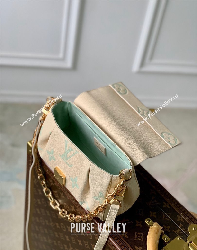 Louis Vuitton Favorite Shoulder Bag in Bicolor Empreinte Monogram Leather M45859 White/Light Green 2023 (KI-231227070)