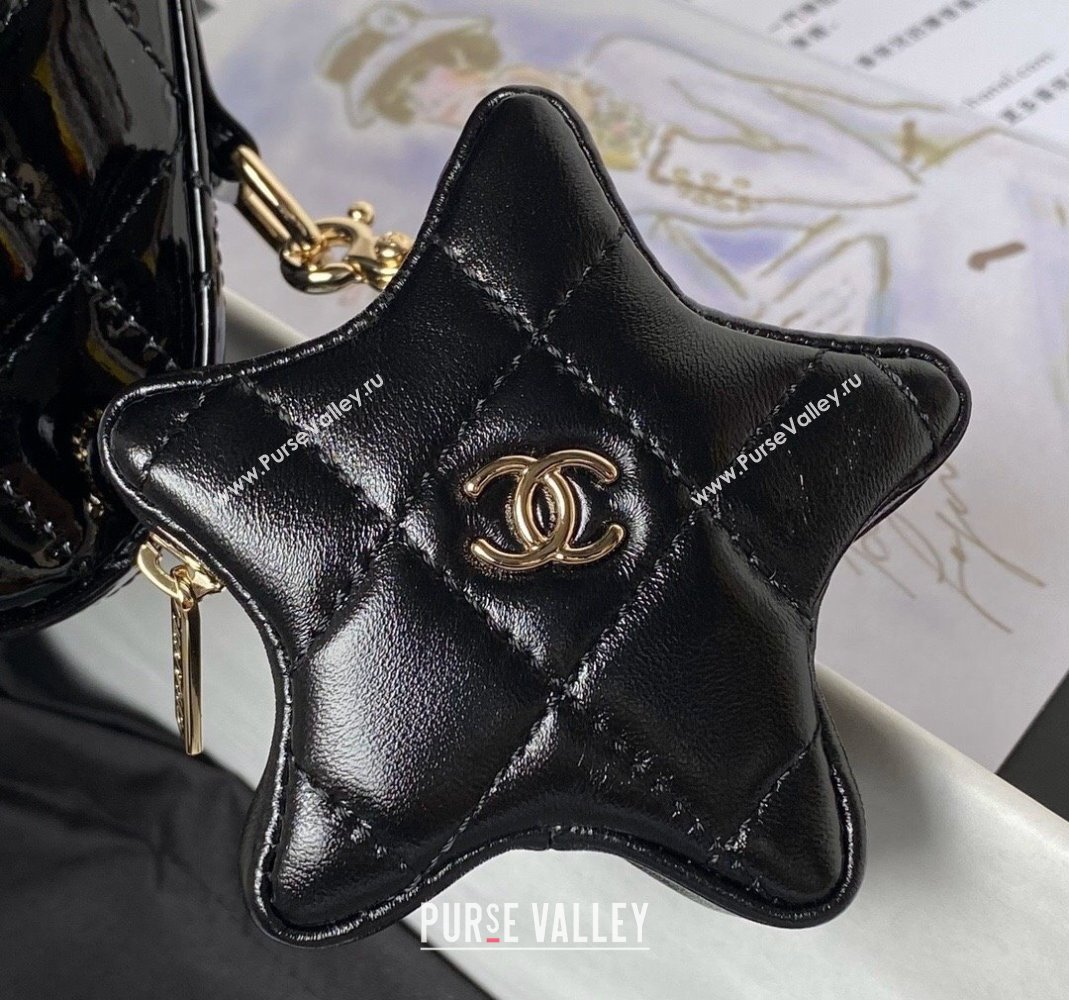 Chanel Mirror Calfskin Mini Flap Bag Star Coin Purse AS4647 Black 2023 (yezi-231226078)