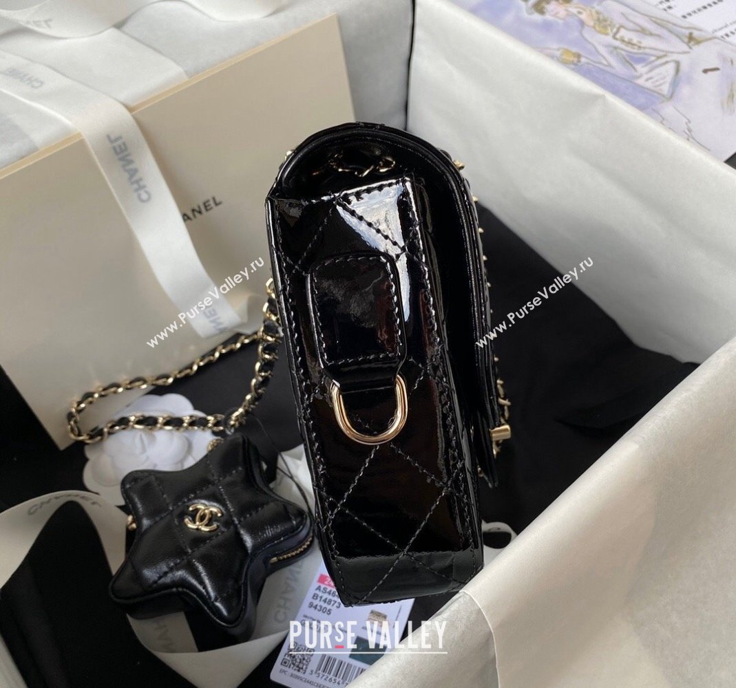 Chanel Mirror Calfskin Mini Flap Bag Star Coin Purse AS4647 Black 2023 (yezi-231226078)