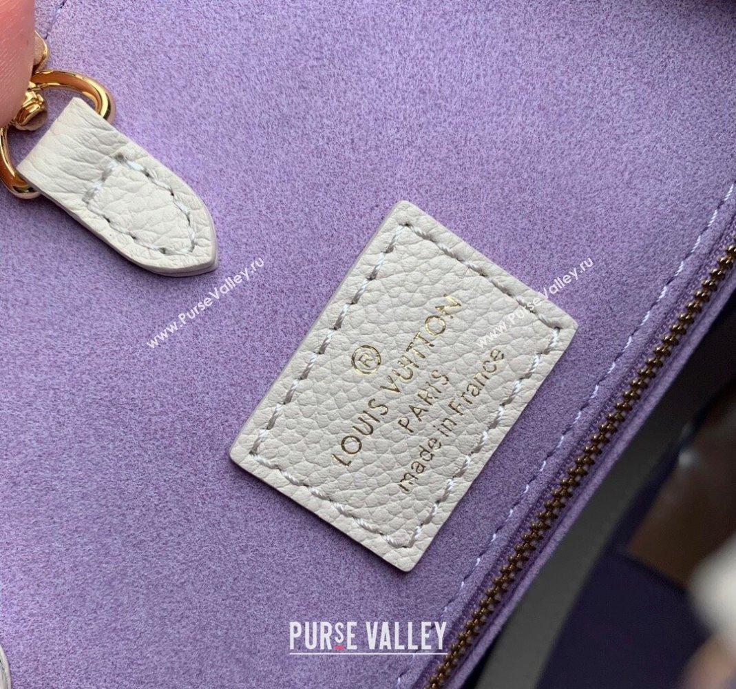 Louis Vuitton OnTheGo MM Tote Bag in Bicolor Empreinte Monogram Leather M45497 White/Purple 2023 (KI-231227068)