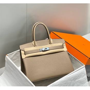 Hermes Birkin 25cm Bag in Togo Calfskin Dove Grey/Silver 2023 1227 (FL-231227088)