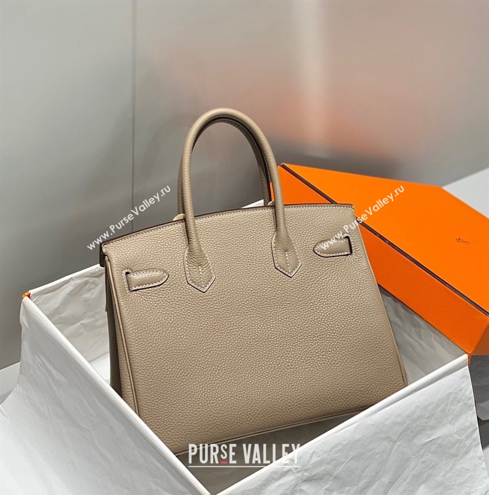 Hermes Birkin 25cm Bag in Togo Calfskin Dove Grey/Gold 2023 1227 (FL-231227089)