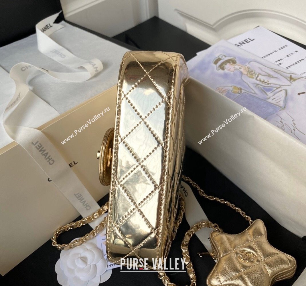 Chanel Mirror Calfskin Mini Flap Bag Star Coin Purse AS4647 Gold 2023 (yezi-231226080)