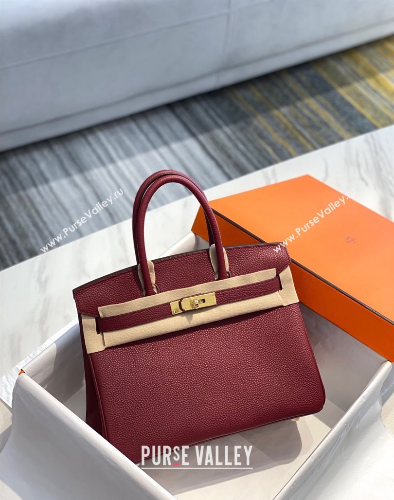 Hermes Birkin 25cm30cm Bag in Togo Calfskin Bordeaux Red 2023 1227 (FL-231227091)