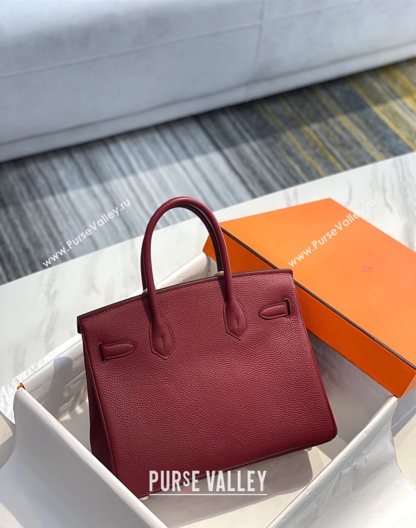 Hermes Birkin 25cm30cm Bag in Togo Calfskin Bordeaux Red 2023 1227 (FL-231227091)