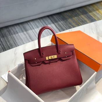 Hermes Birkin 25cm30cm Bag in Togo Calfskin Bordeaux Red 2023 1227 (FL-231227091)