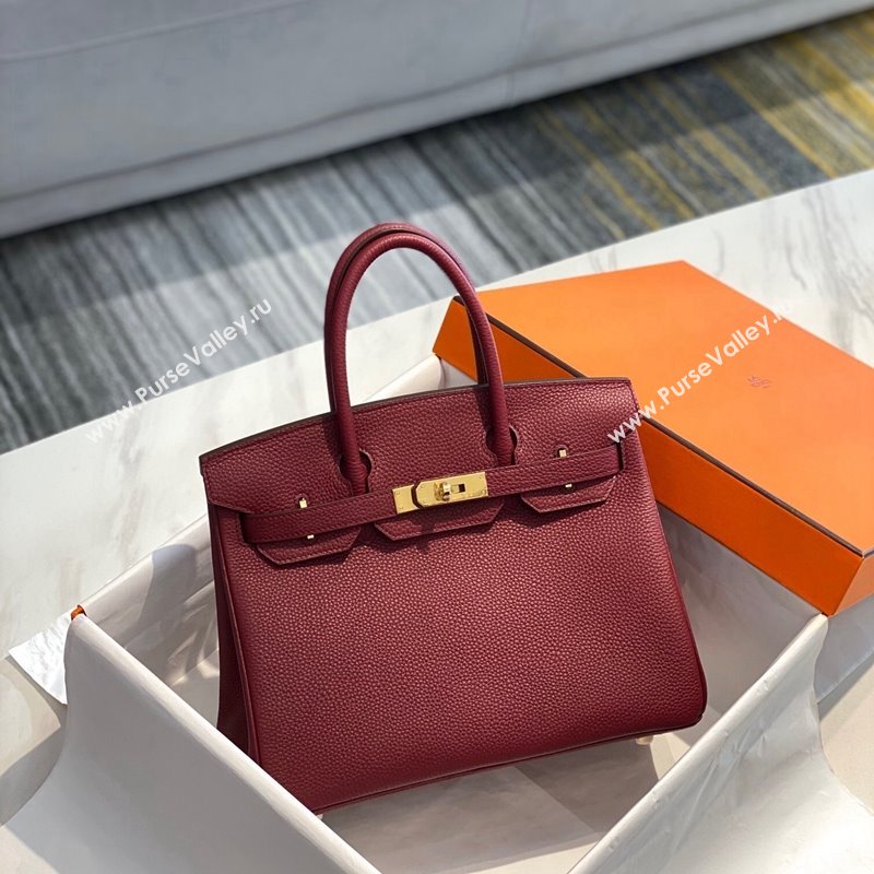 Hermes Birkin 25cm30cm Bag in Togo Calfskin Bordeaux Red 2023 1227 (FL-231227091)