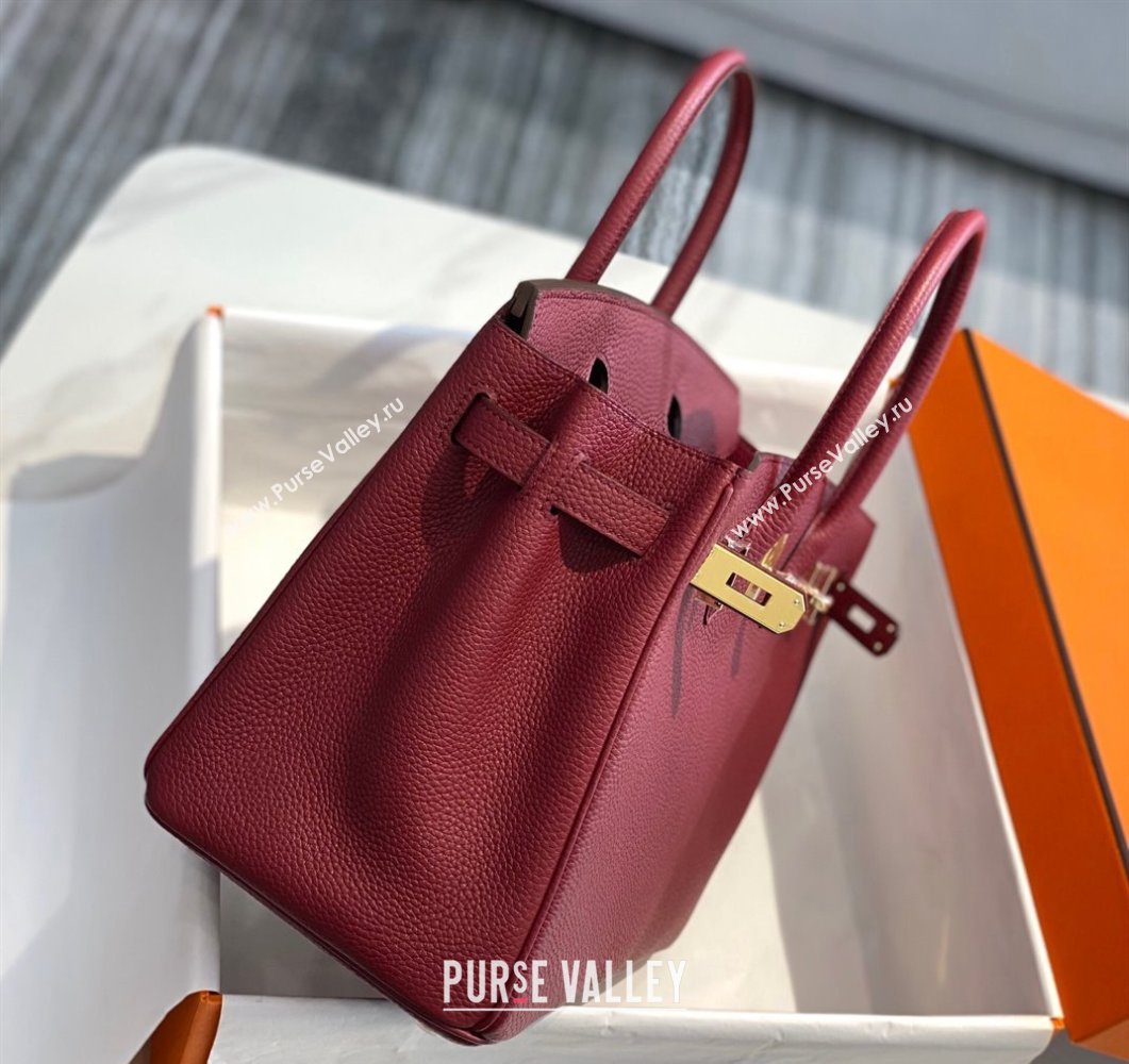 Hermes Birkin 25cm30cm Bag in Togo Calfskin Bordeaux Red 2023 1227 (FL-231227091)