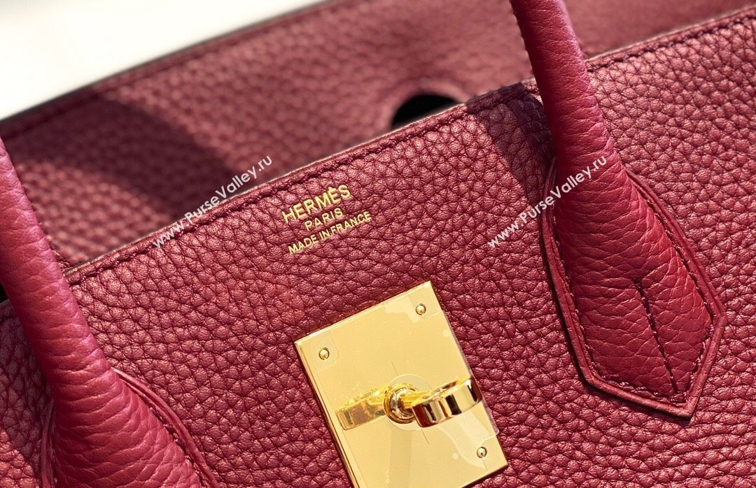 Hermes Birkin 25cm30cm Bag in Togo Calfskin Bordeaux Red 2023 1227 (FL-231227091)