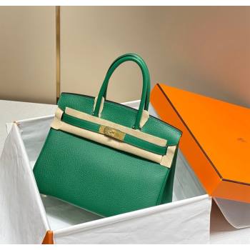 Hermes Birkin 25cm Bag in Togo Calfskin Emerald Green 2023 1227 (FL-231227095)