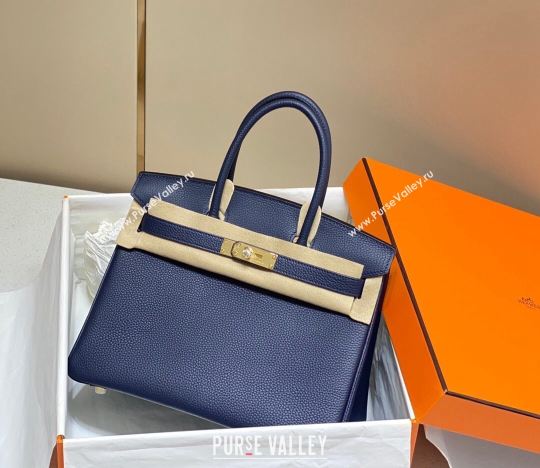 Hermes Birkin 30cm Bag in Togo Calfskin Deep Blue 2023 1227 (FL-231227097)