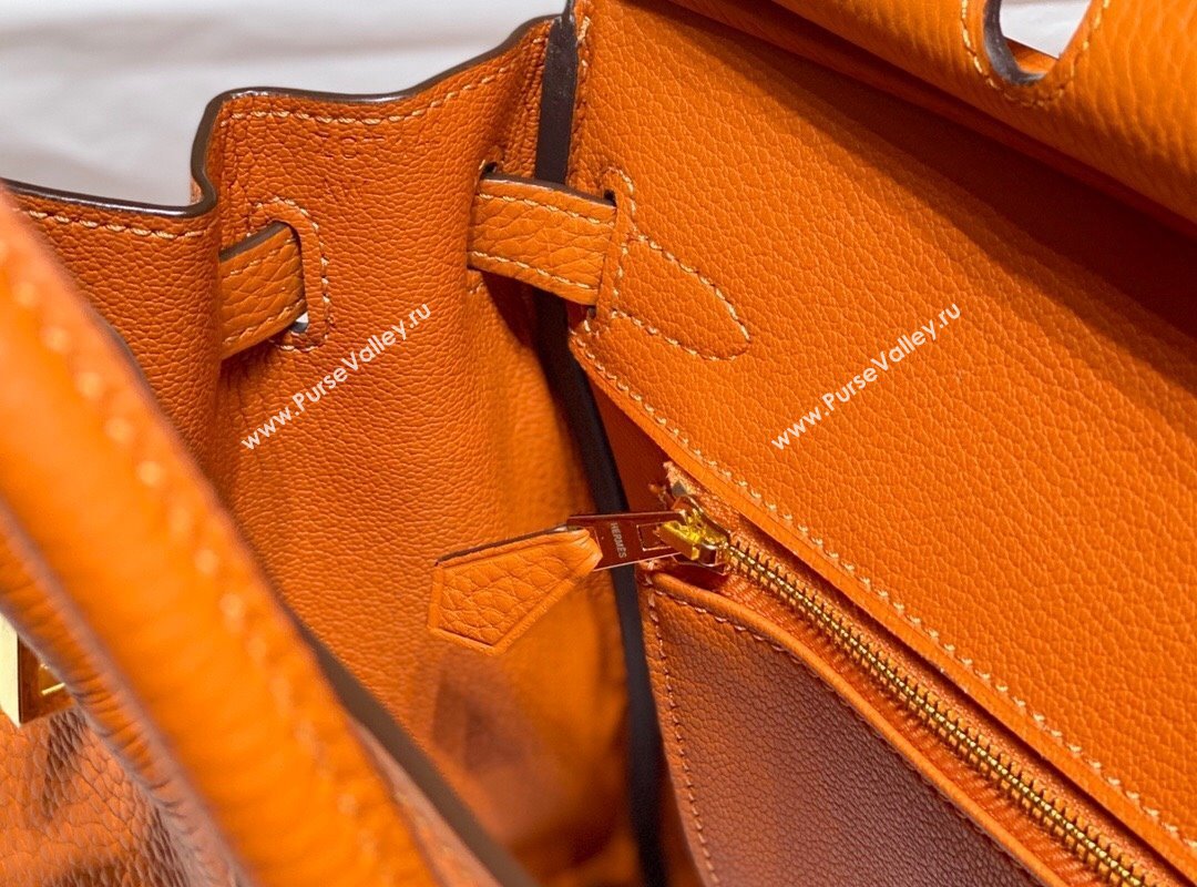 Hermes Birkin 25cm Bag in Togo Calfskin Hermes Orange 2023 1227 (FL-231227099)