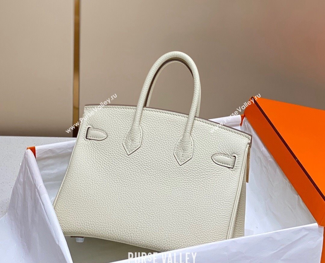 Hermes Birkin 25cm Bag in Togo Calfskin Cream White 2023 1227 (FL-231227102)