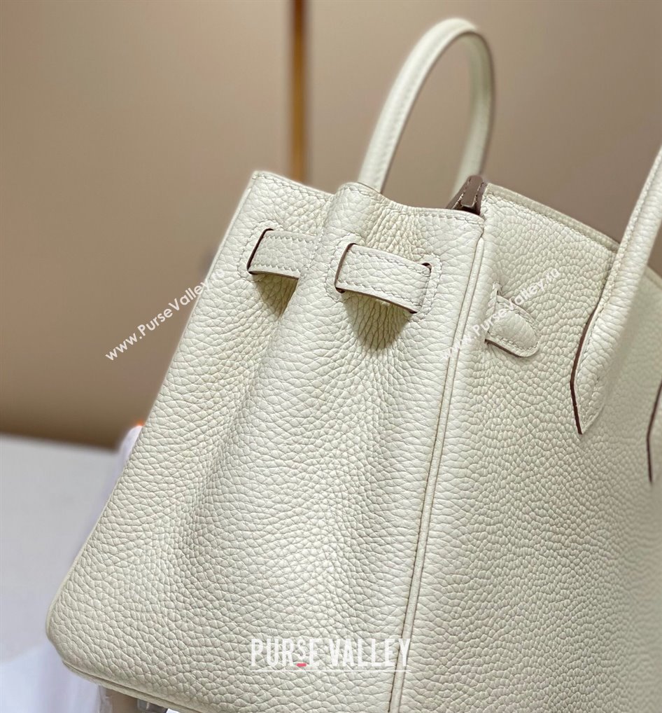 Hermes Birkin 25cm Bag in Togo Calfskin Cream White 2023 1227 (FL-231227102)