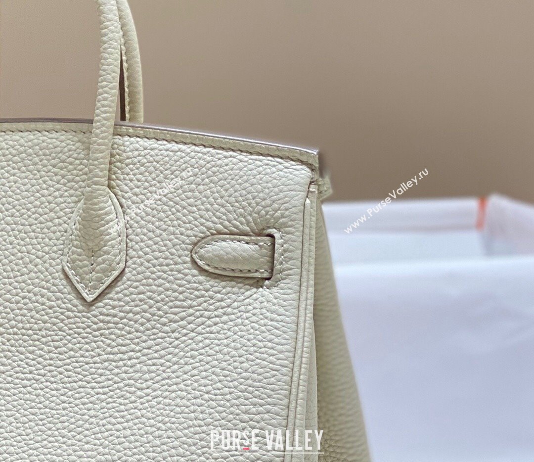 Hermes Birkin 25cm Bag in Togo Calfskin Cream White 2023 1227 (FL-231227102)