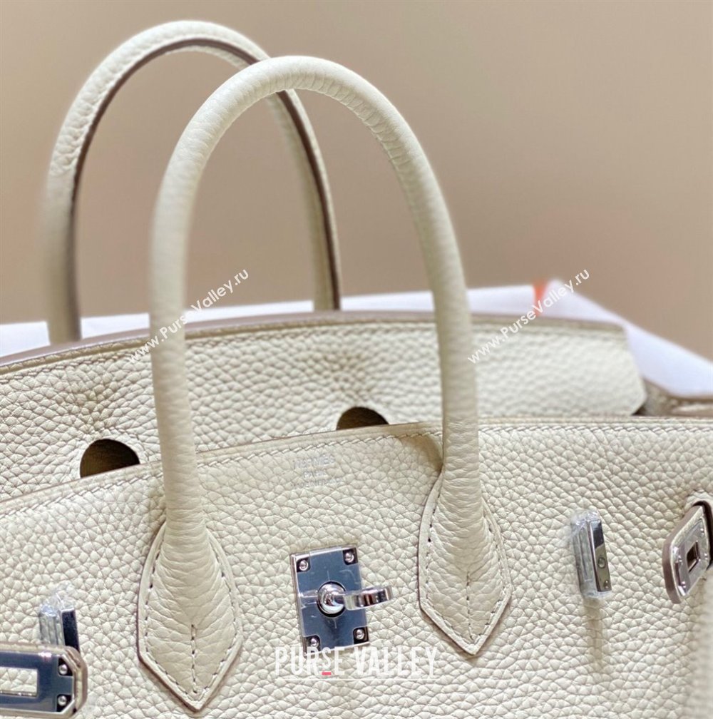 Hermes Birkin 25cm Bag in Togo Calfskin Cream White 2023 1227 (FL-231227102)