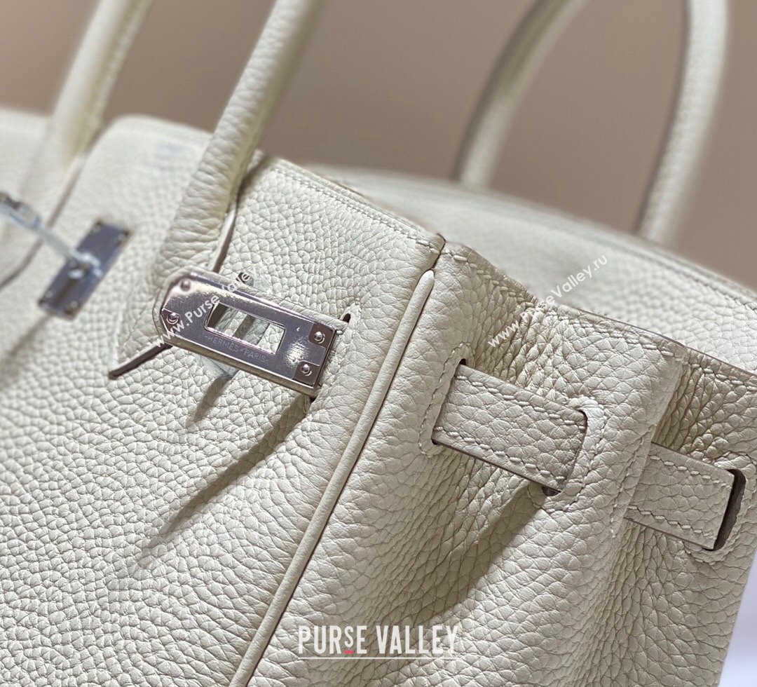 Hermes Birkin 25cm Bag in Togo Calfskin Cream White 2023 1227 (FL-231227102)