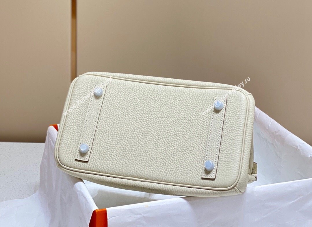 Hermes Birkin 25cm Bag in Togo Calfskin Cream White 2023 1227 (FL-231227102)