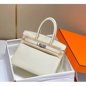 Hermes Birkin 30cm Bag in Togo Calfskin Cream White 2023 1227 (FL-231227103)