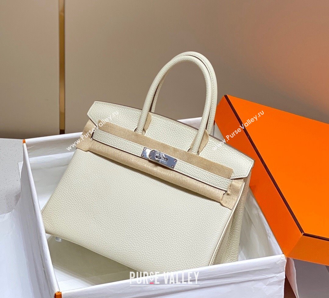 Hermes Birkin 30cm Bag in Togo Calfskin Cream White 2023 1227 (FL-231227103)