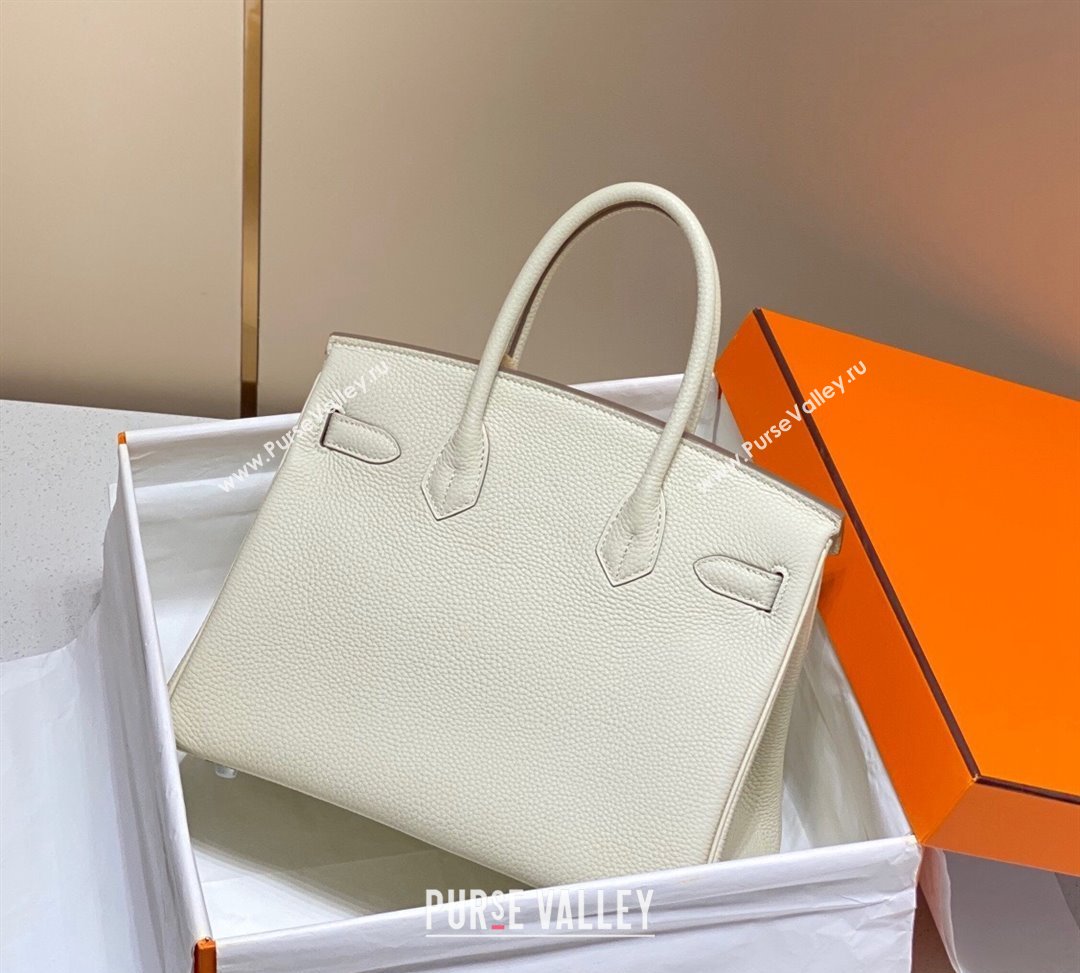 Hermes Birkin 30cm Bag in Togo Calfskin Cream White 2023 1227 (FL-231227103)