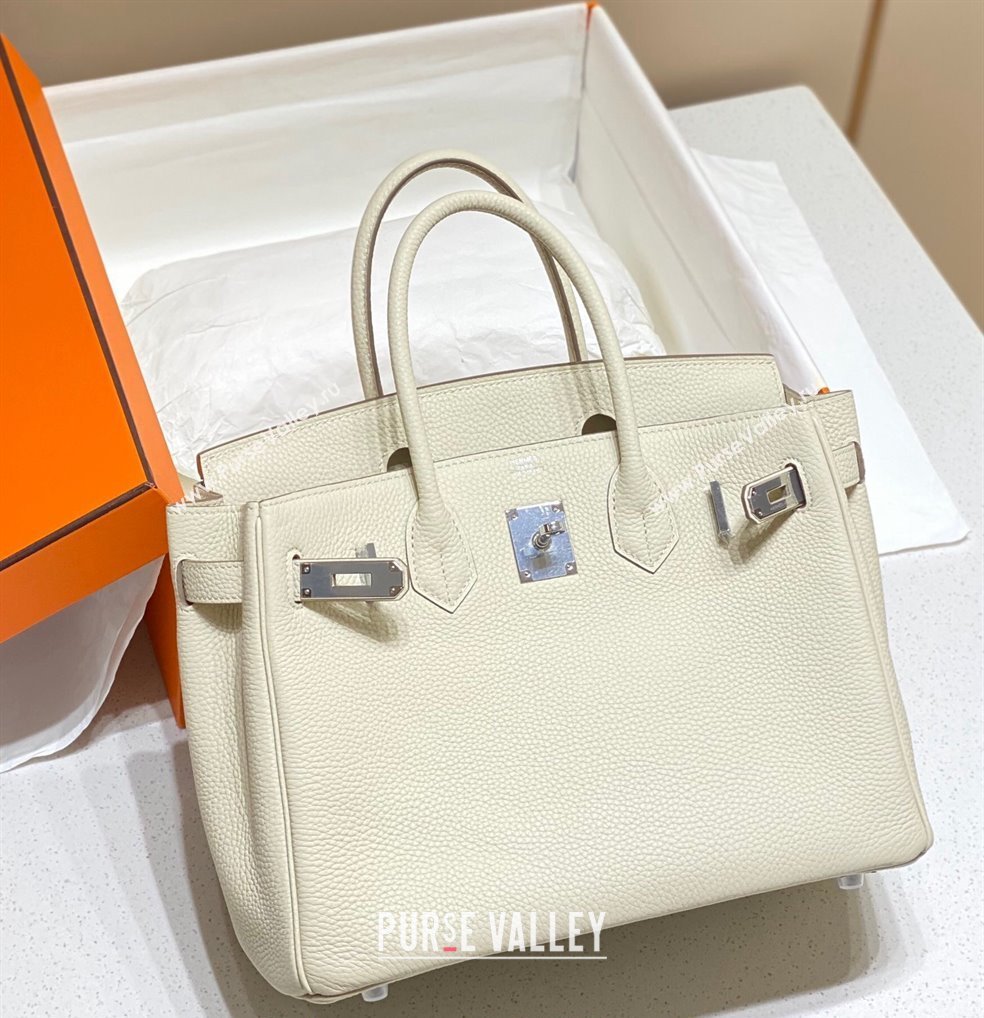 Hermes Birkin 30cm Bag in Togo Calfskin Cream White 2023 1227 (FL-231227103)