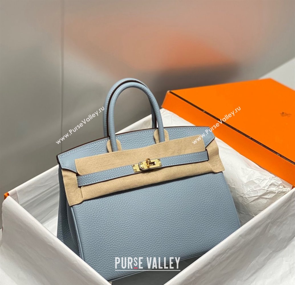 Hermes Birkin 25cm Bag in Togo Calfskin Linen Blue 2023 1227 (FL-231227104)