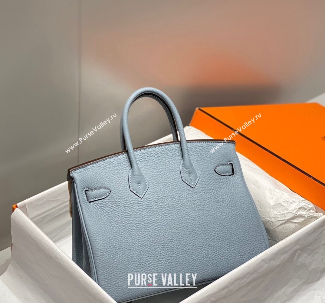 Hermes Birkin 25cm Bag in Togo Calfskin Linen Blue 2023 1227 (FL-231227104)