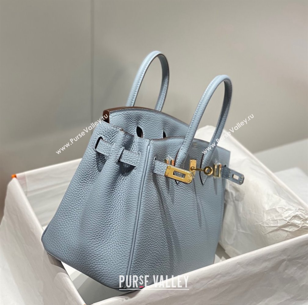 Hermes Birkin 25cm Bag in Togo Calfskin Linen Blue 2023 1227 (FL-231227104)