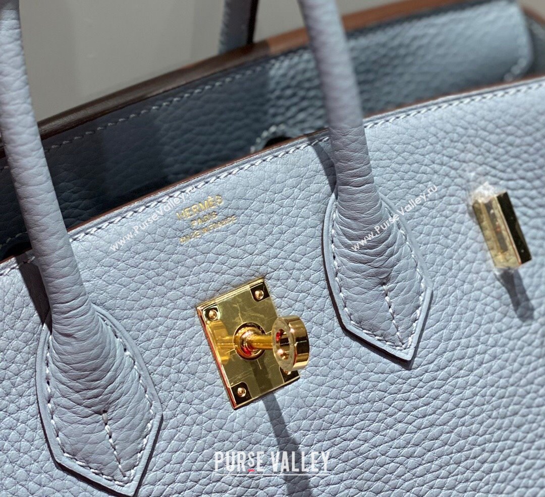 Hermes Birkin 25cm Bag in Togo Calfskin Linen Blue 2023 1227 (FL-231227104)