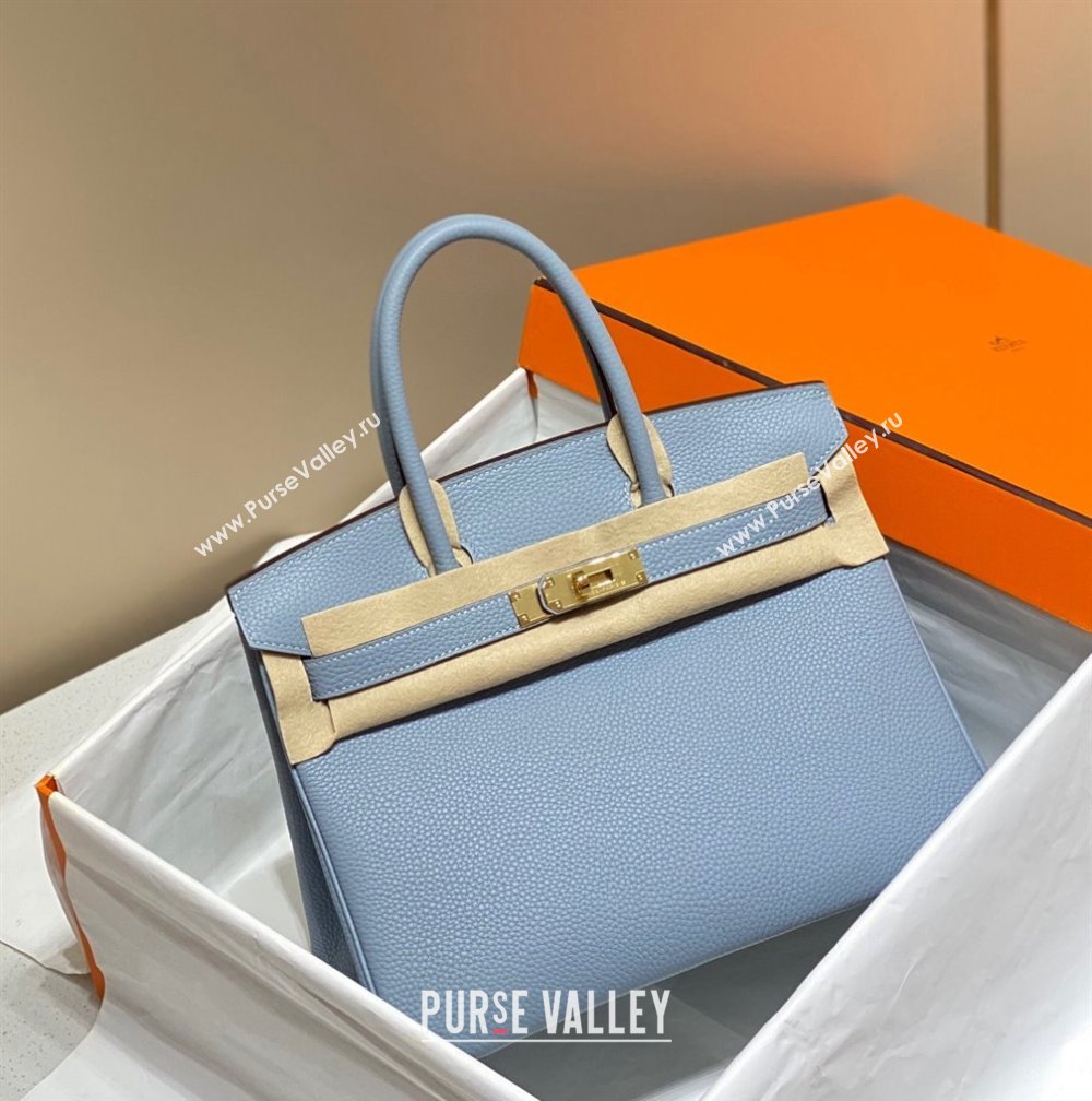 Hermes Birkin 30cm Bag in Togo Calfskin Line Blue 2023 1227 (FL-231227105)