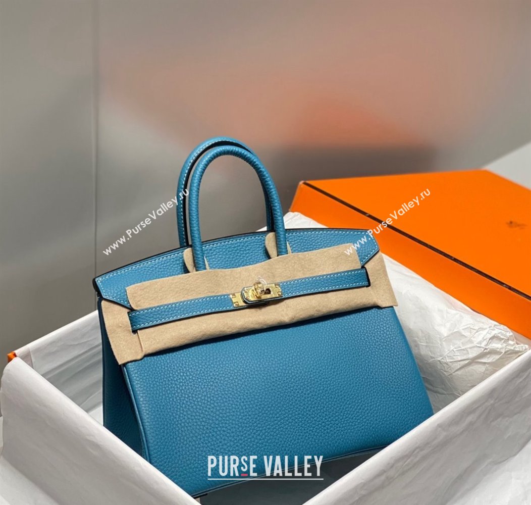 Hermes Birkin 25cm Bag in Togo Calfskin Denim Blue 2023 1227 (FL-231227106)