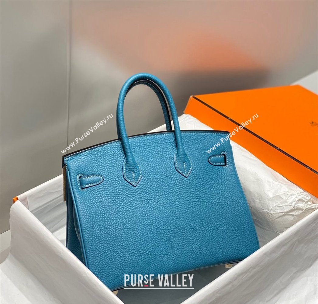 Hermes Birkin 25cm Bag in Togo Calfskin Denim Blue 2023 1227 (FL-231227106)