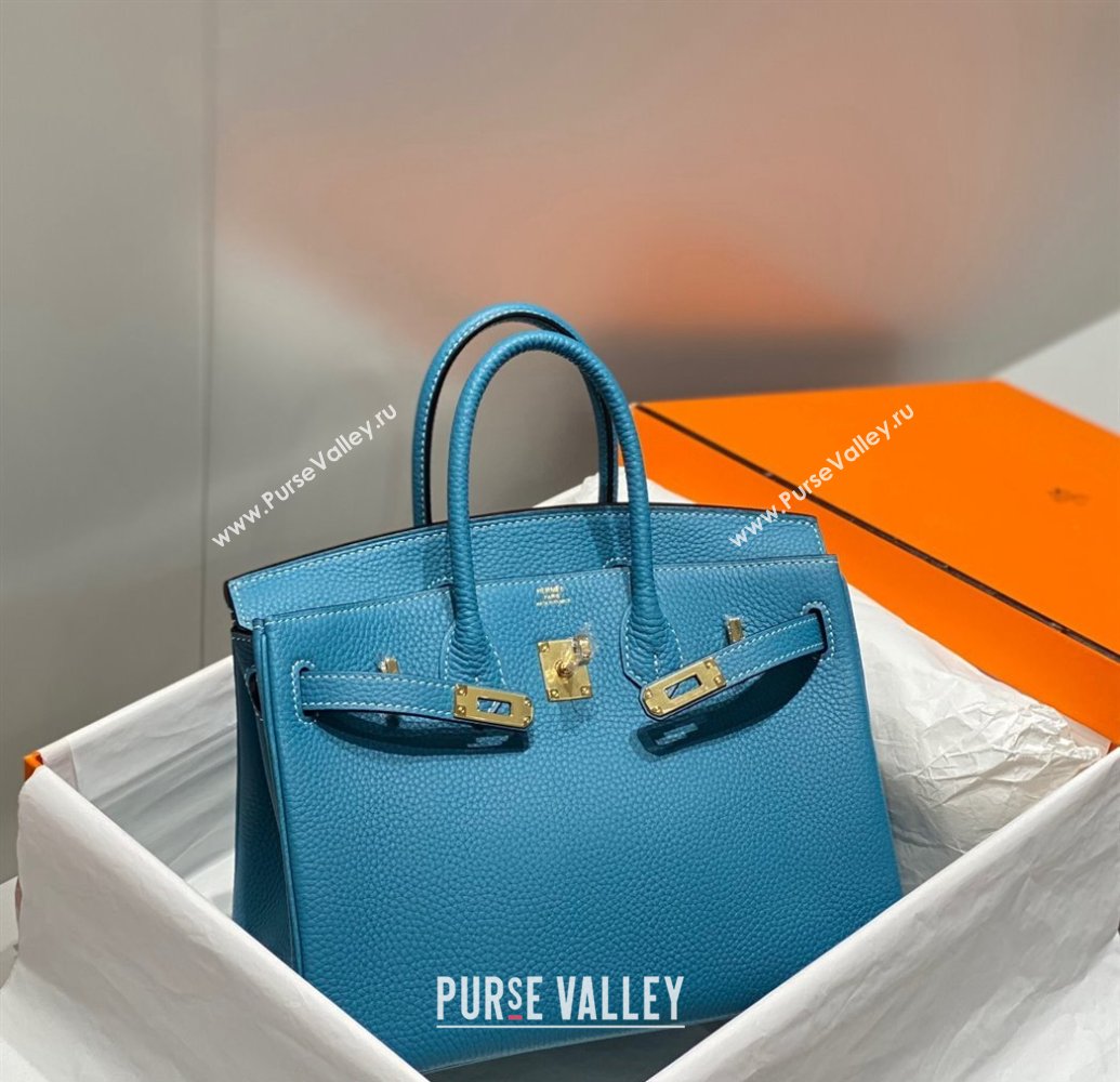 Hermes Birkin 25cm Bag in Togo Calfskin Denim Blue 2023 1227 (FL-231227106)