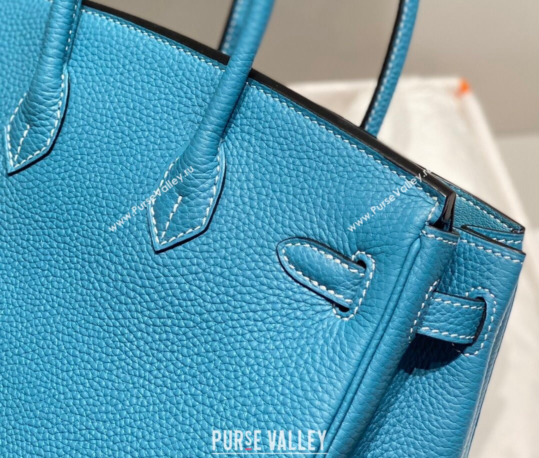 Hermes Birkin 25cm Bag in Togo Calfskin Denim Blue 2023 1227 (FL-231227106)