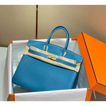 Hermes Birkin 30cm Bag in Togo Calfskin Denim Blue 2023 1227 (FL-231227107)