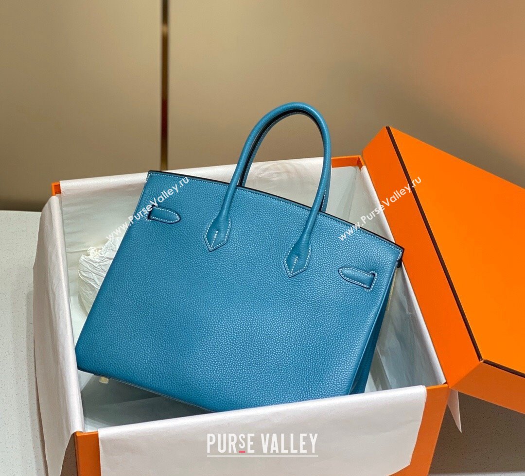 Hermes Birkin 30cm Bag in Togo Calfskin Denim Blue 2023 1227 (FL-231227107)