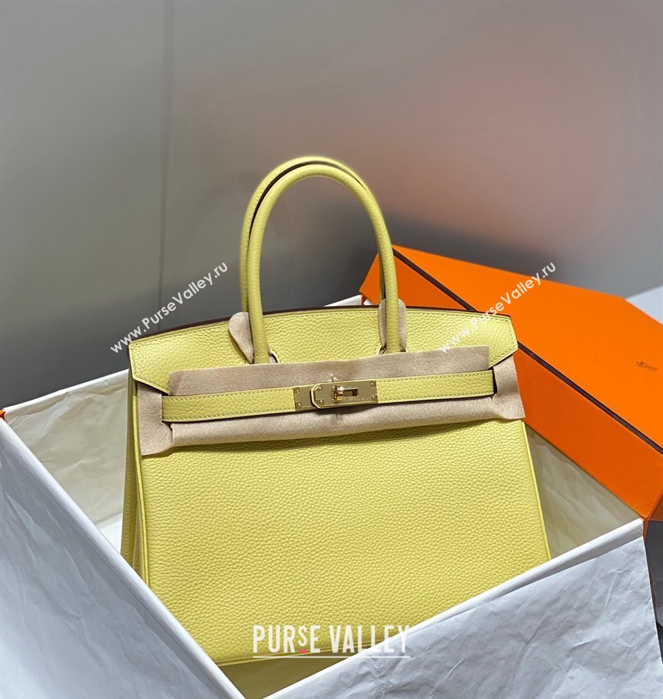 Hermes Birkin 30cm Bag in Togo Calfskin Chick Yellow 2023 1227 (FL-231227109)