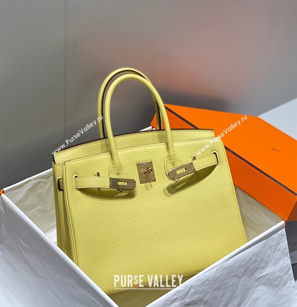 Hermes Birkin 30cm Bag in Togo Calfskin Chick Yellow 2023 1227 (FL-231227109)