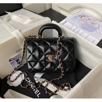 Chanel Shiny Calfskin Small Flap Bag with Top handle AS4543 Black 2023 (yezi-231226062)