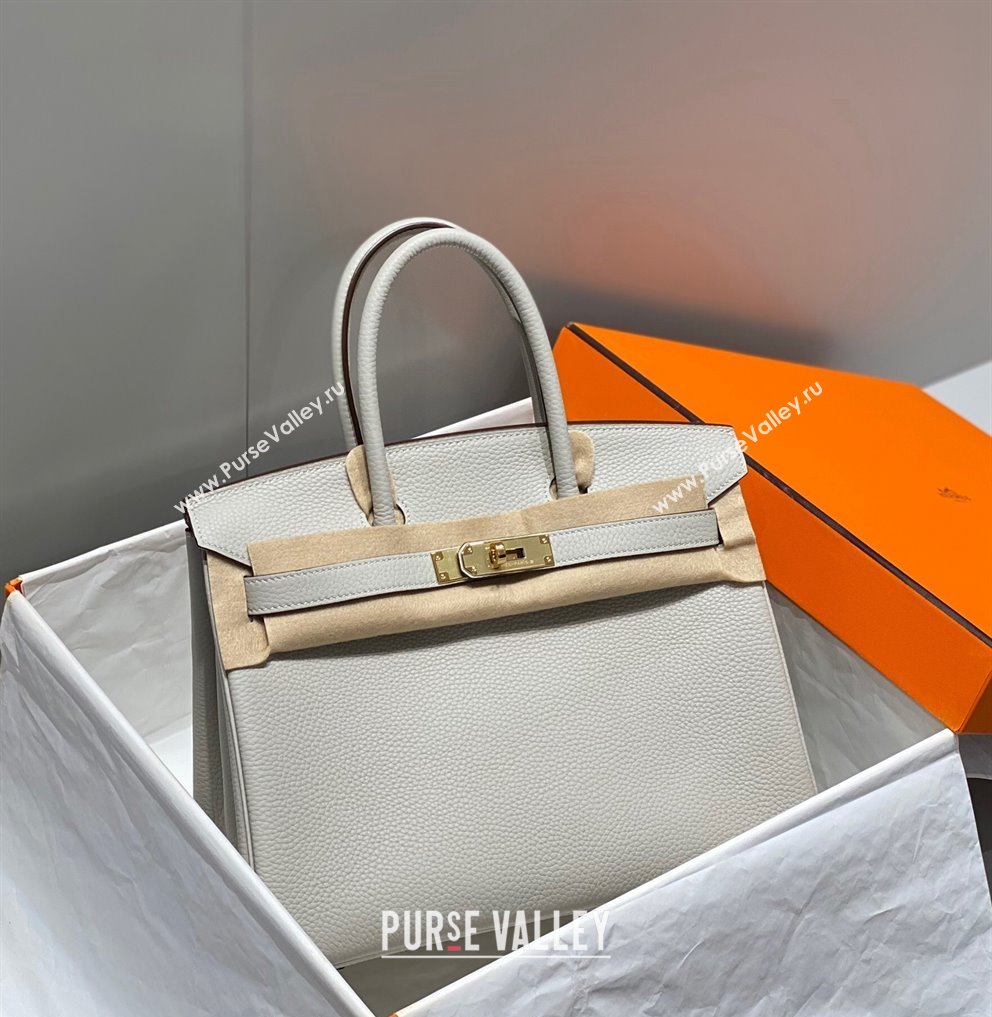 Hermes Birkin 30cm Bag in Togo Calfskin Pearl Grey 2023 1227 (FL-231227110)