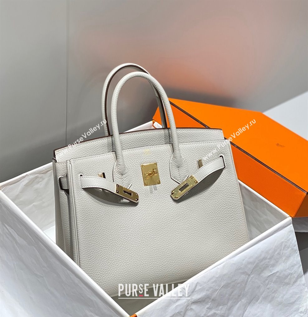 Hermes Birkin 30cm Bag in Togo Calfskin Pearl Grey 2023 1227 (FL-231227110)