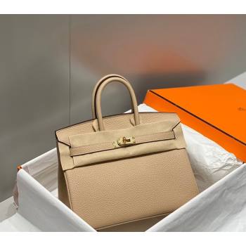 Hermes Birkin 25cm Bag in Togo Calfskin Coat Beige 2023 1227 (FL-231227114)