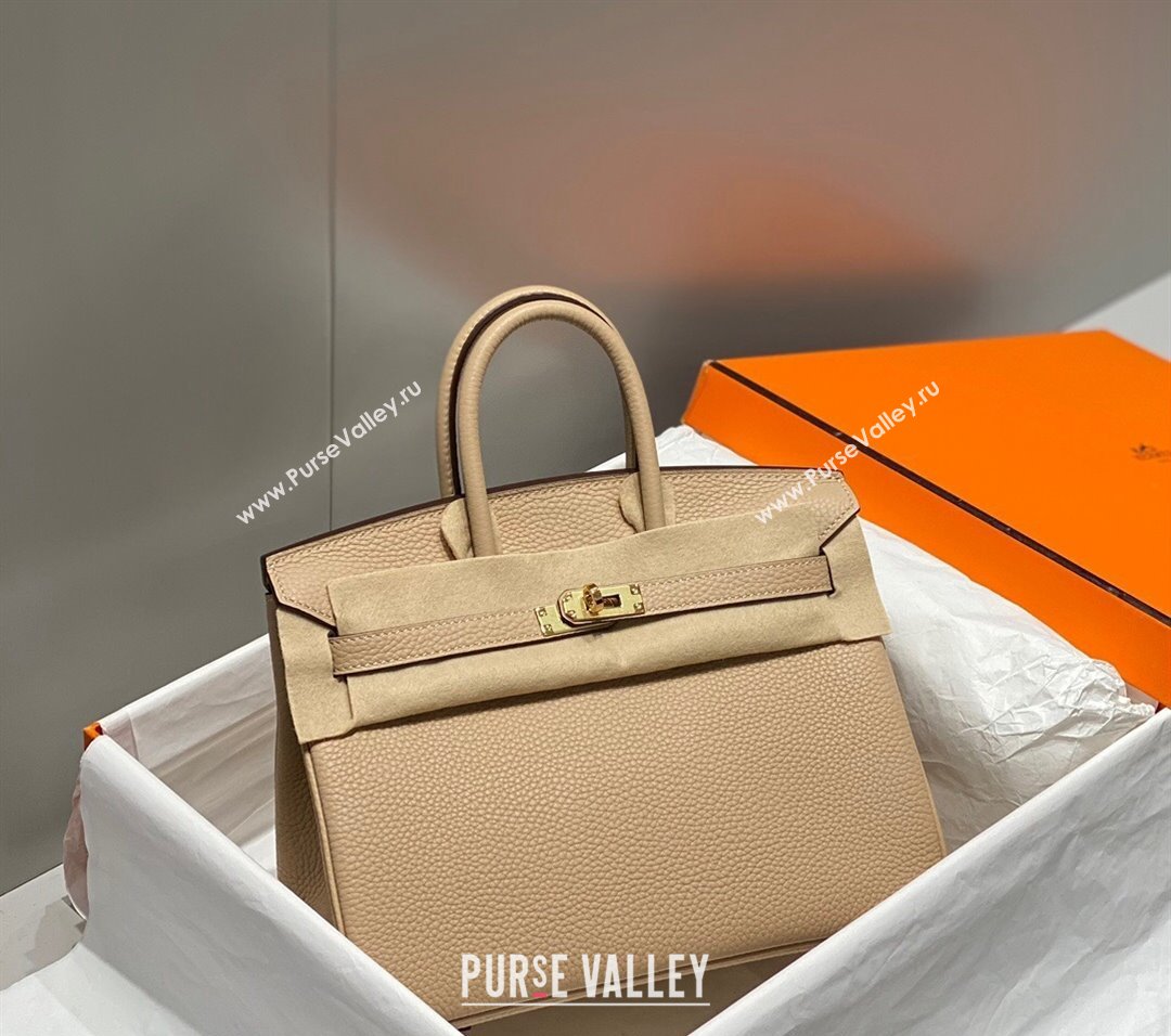 Hermes Birkin 25cm Bag in Togo Calfskin Coat Beige 2023 1227 (FL-231227114)