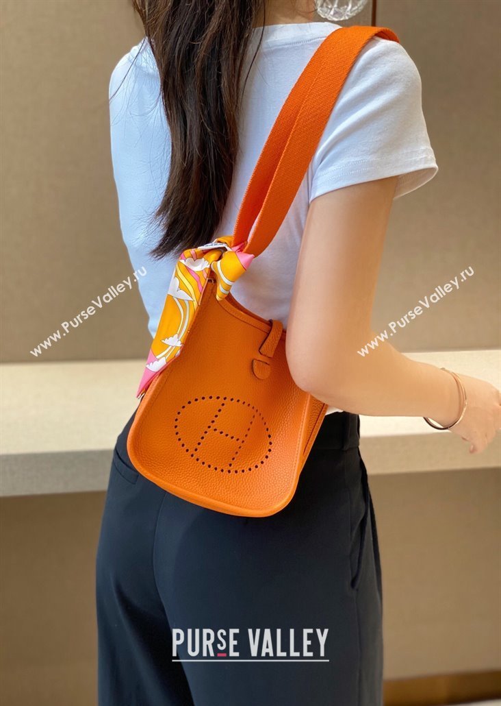 Hermes Evelyne Mini Bag 18cm in Togo Calfskin Fire Orange 2025 0118 (FL-250118023)