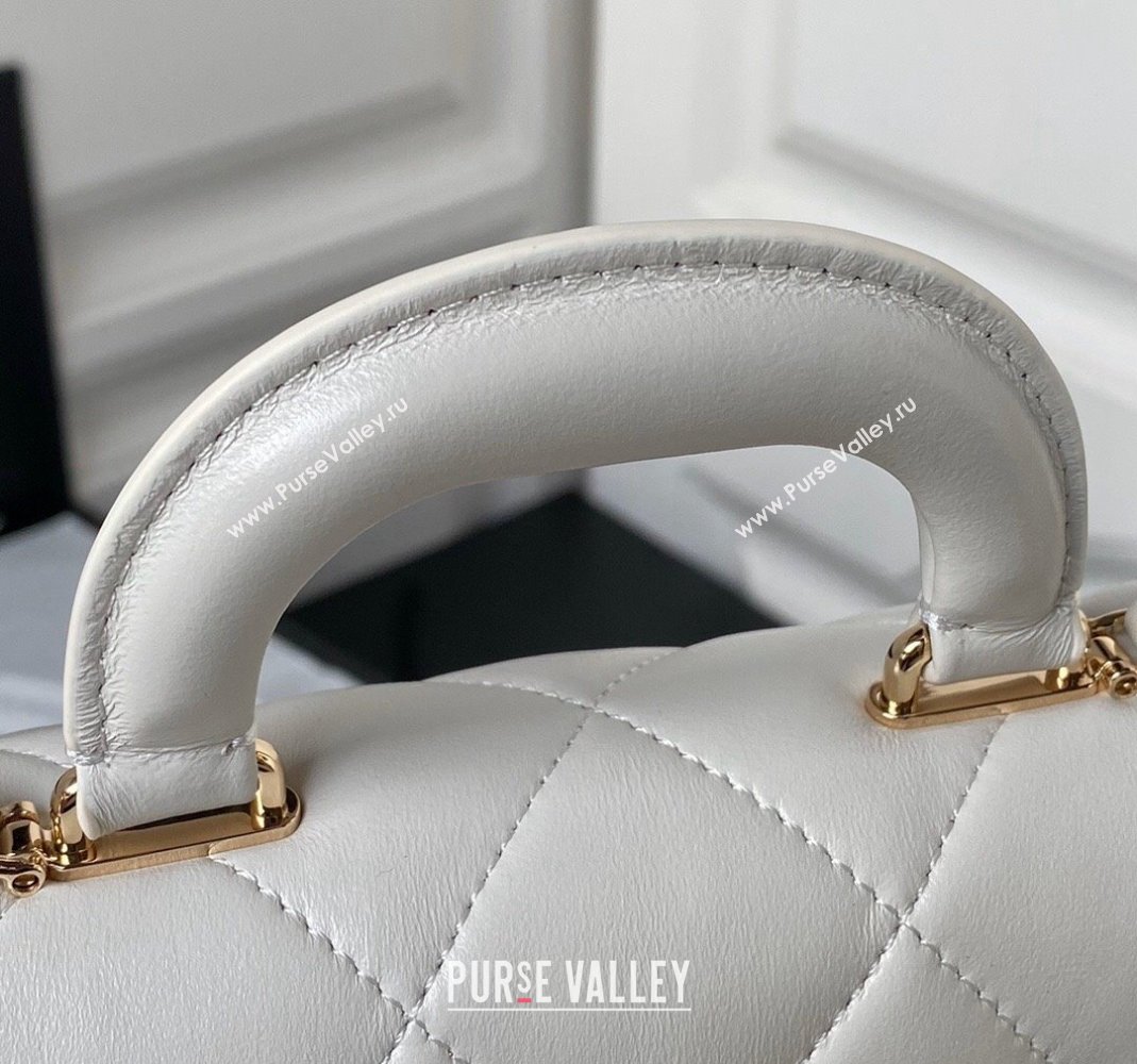 Chanel Shiny Calfskin Small Flap Bag with Top handle AS4543 White 2023 (yezi-231226064)