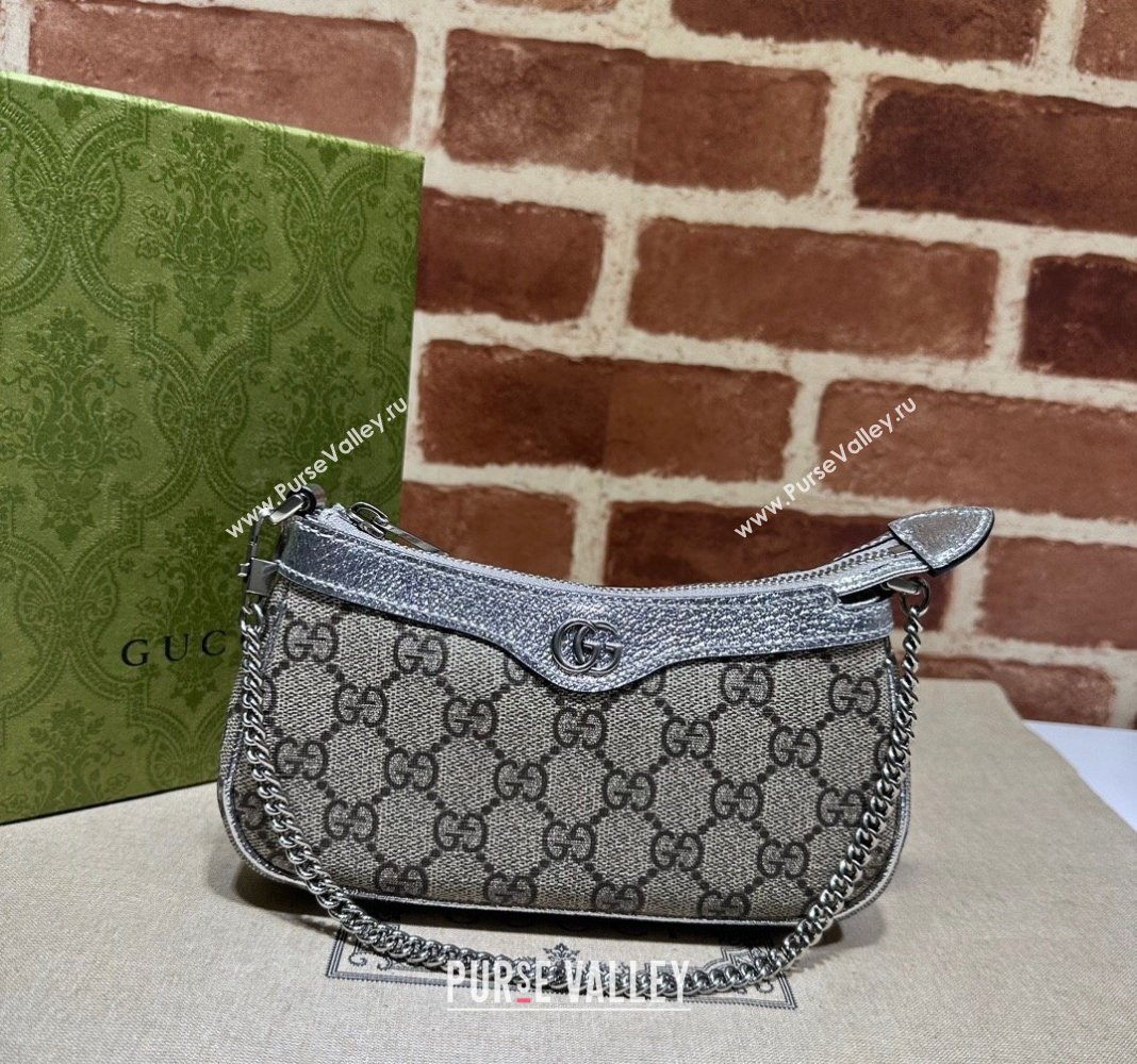 Gucci Ophidia GG Canvas Mini Bag ‎764960 Silver 2023 (DLH-231227129)