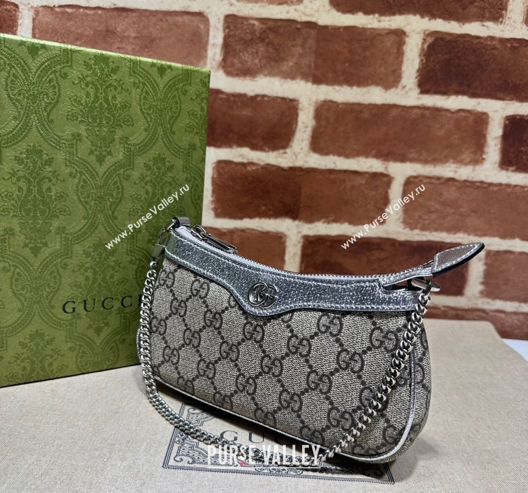 Gucci Ophidia GG Canvas Mini Bag ‎764960 Silver 2023 (DLH-231227129)