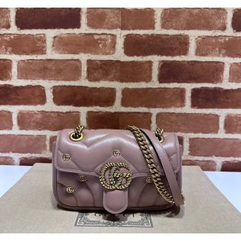 Gucci GG Marmont Leather Mini Shoulder Bag with GG Studs ‎446744 Nude Pink 2023 (DLH-231227132)